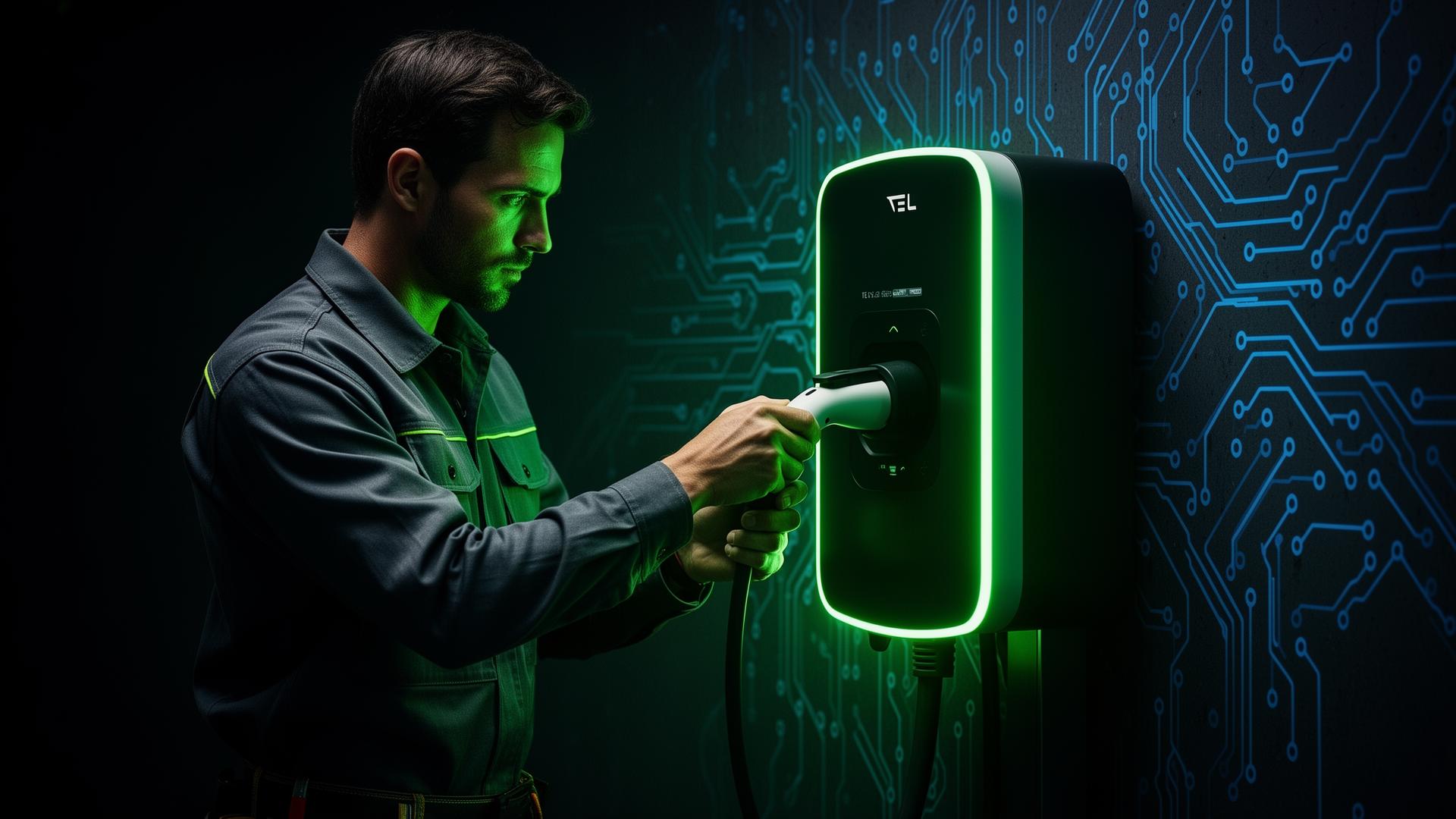 Elektrikas instaliuoja EV stotelę